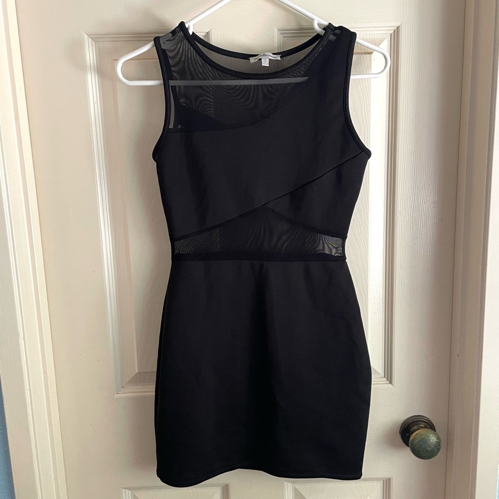 Charlotte Russe Mesh Bodycon Dress - Black - Size Small - LBD